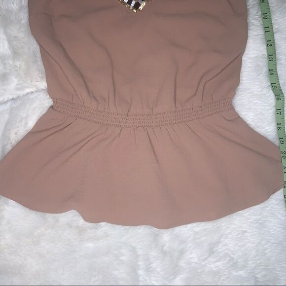 Sz Small Pink Nude Halter Top with Sequins/Stripes - Picture 11 of 15